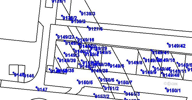 Parcela st. 9149/5 v KÚ Židenice, Katastrální mapa