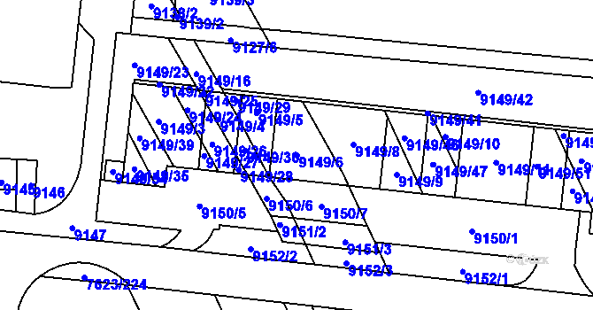Parcela st. 9149/6 v KÚ Židenice, Katastrální mapa