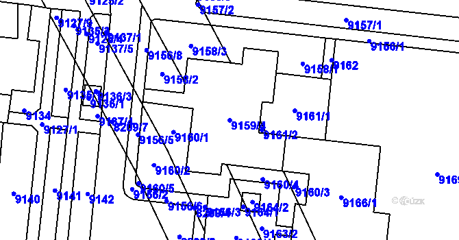 Parcela st. 9159/4 v KÚ Židenice, Katastrální mapa