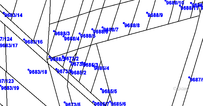 Parcela st. 9687/2 v KÚ Židenice, Katastrální mapa