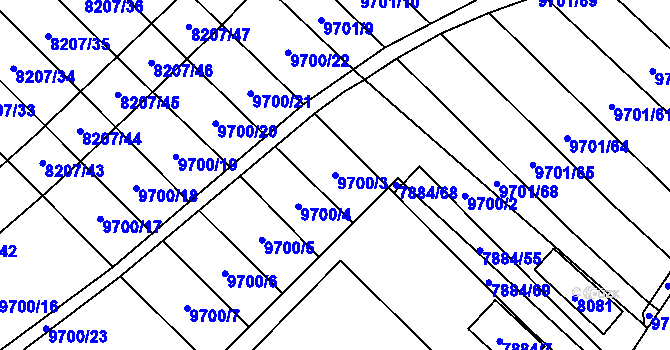 Parcela st. 9700/3 v KÚ Židenice, Katastrální mapa