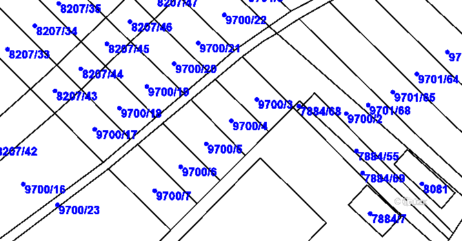 Parcela st. 9700/4 v KÚ Židenice, Katastrální mapa
