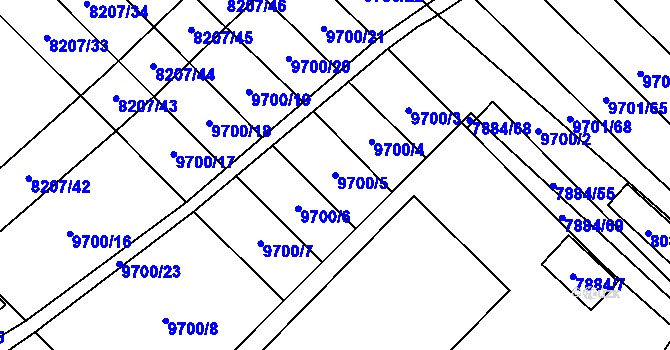 Parcela st. 9700/5 v KÚ Židenice, Katastrální mapa