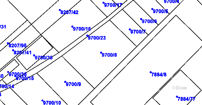 Parcela st. 9700/8 v KÚ Židenice, Katastrální mapa