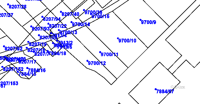 Parcela st. 9700/11 v KÚ Židenice, Katastrální mapa
