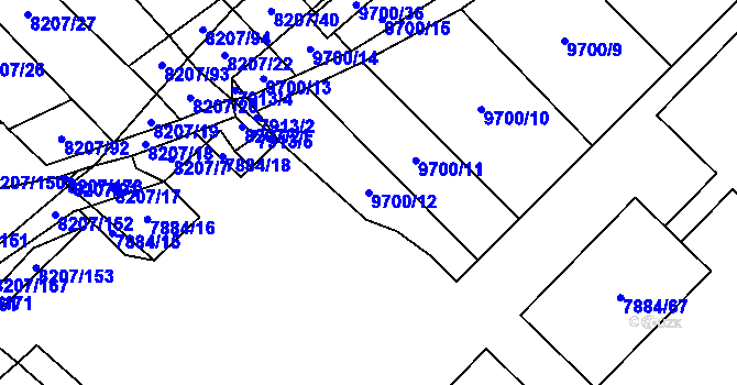 Parcela st. 9700/12 v KÚ Židenice, Katastrální mapa