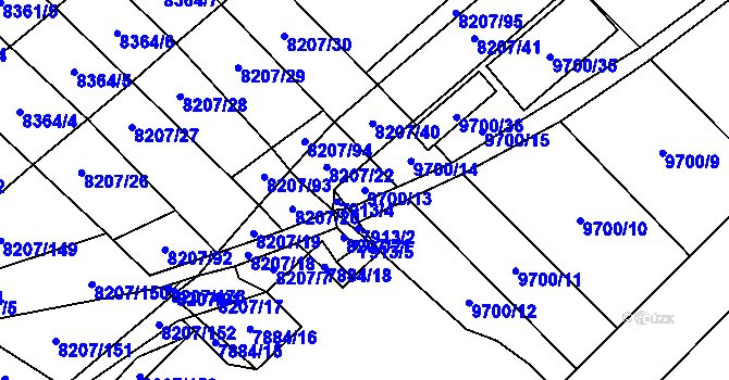 Parcela st. 9700/13 v KÚ Židenice, Katastrální mapa