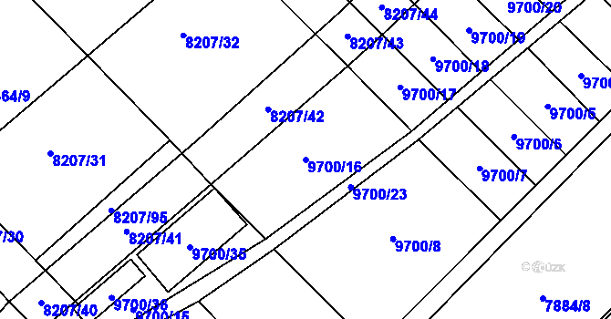 Parcela st. 9700/16 v KÚ Židenice, Katastrální mapa