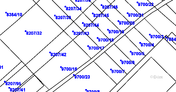Parcela st. 9700/17 v KÚ Židenice, Katastrální mapa