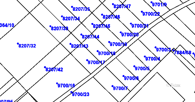 Parcela st. 9700/18 v KÚ Židenice, Katastrální mapa