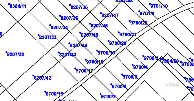 Parcela st. 9700/19 v KÚ Židenice, Katastrální mapa