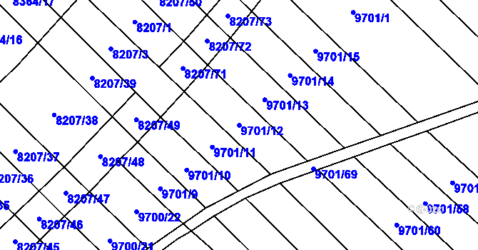 Parcela st. 9701/12 v KÚ Židenice, Katastrální mapa