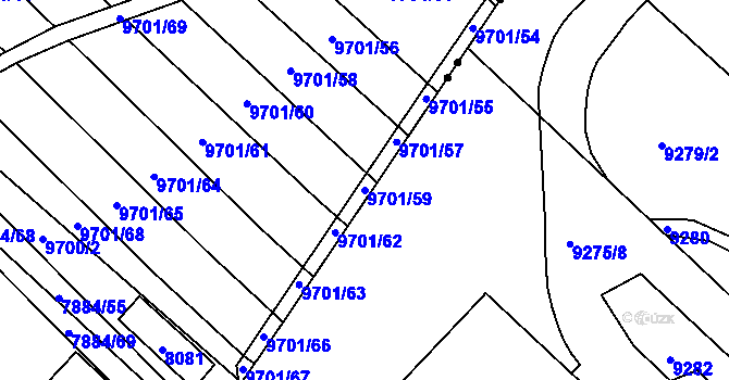Parcela st. 9701/59 v KÚ Židenice, Katastrální mapa