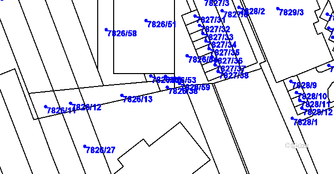 Parcela st. 7826/38 v KÚ Židenice, Katastrální mapa
