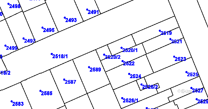 Parcela st. 2520/2 v KÚ Židenice, Katastrální mapa