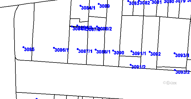 Parcela st. 3088/1 v KÚ Židenice, Katastrální mapa
