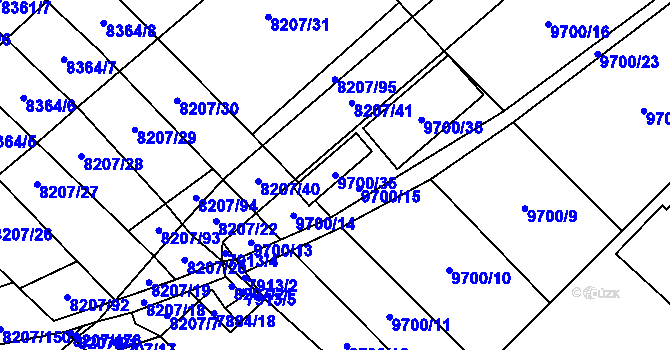 Parcela st. 9700/36 v KÚ Židenice, Katastrální mapa