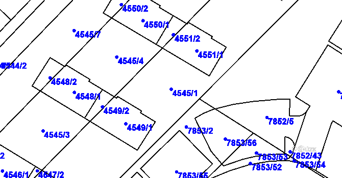 Parcela st. 4545/1 v KÚ Židenice, Katastrální mapa