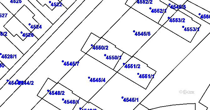 Parcela st. 4550/1 v KÚ Židenice, Katastrální mapa