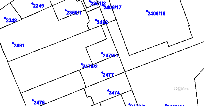 Parcela st. 2479/1 v KÚ Židenice, Katastrální mapa