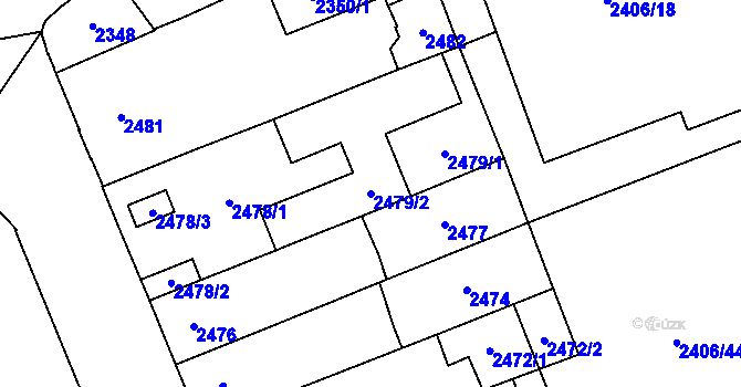 Parcela st. 2479/2 v KÚ Židenice, Katastrální mapa