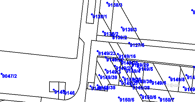 Parcela st. 9149/23 v KÚ Židenice, Katastrální mapa