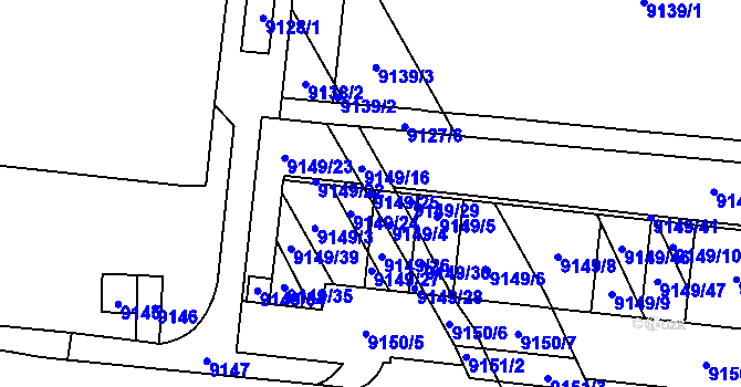 Parcela st. 9149/25 v KÚ Židenice, Katastrální mapa