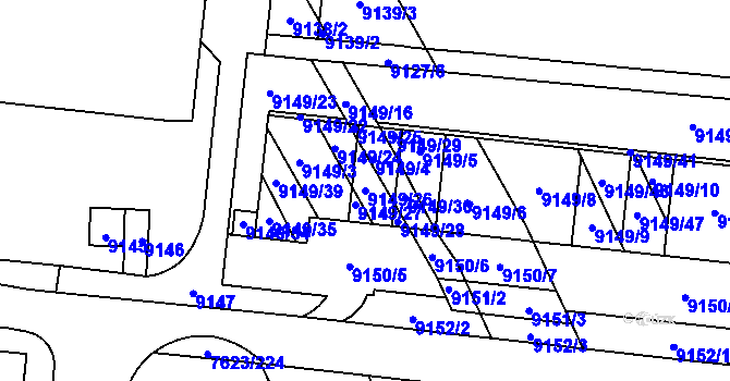 Parcela st. 9149/26 v KÚ Židenice, Katastrální mapa