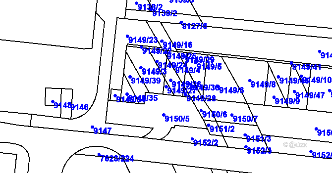 Parcela st. 9149/27 v KÚ Židenice, Katastrální mapa