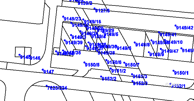 Parcela st. 9149/28 v KÚ Židenice, Katastrální mapa