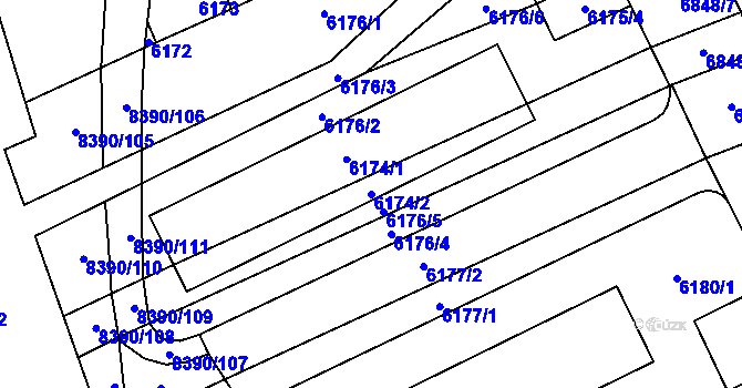 Parcela st. 6174/2 v KÚ Židenice, Katastrální mapa