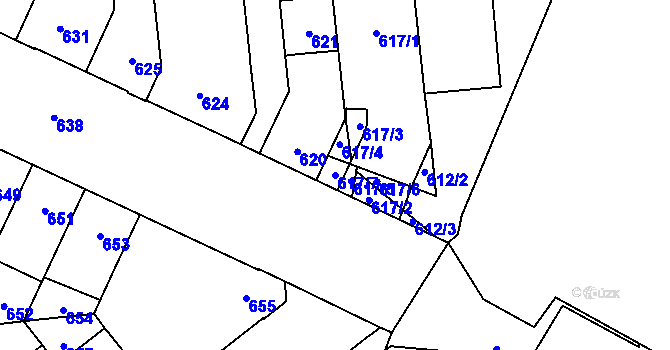 Parcela st. 617/7 v KÚ Židenice, Katastrální mapa