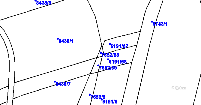Parcela st. 7652/88 v KÚ Židenice, Katastrální mapa