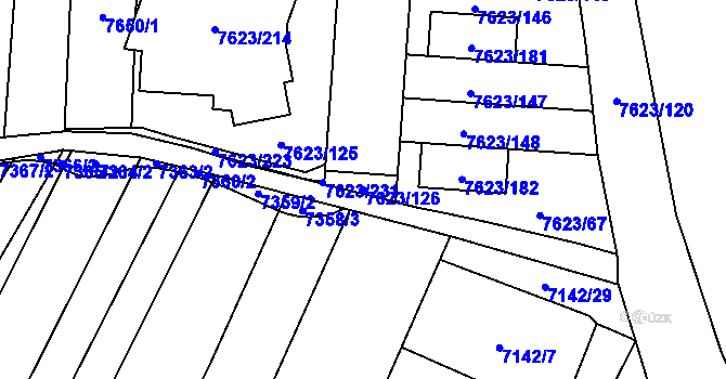 Parcela st. 7623/126 v KÚ Židenice, Katastrální mapa