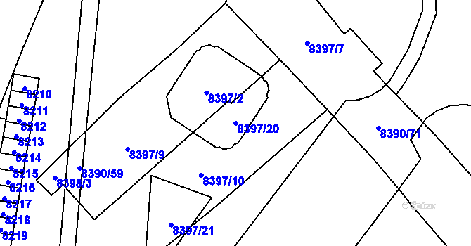 Parcela st. 8397/20 v KÚ Židenice, Katastrální mapa