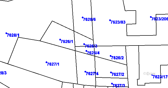 Parcela st. 7626/3 v KÚ Židenice, Katastrální mapa