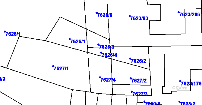 Parcela st. 7626/4 v KÚ Židenice, Katastrální mapa