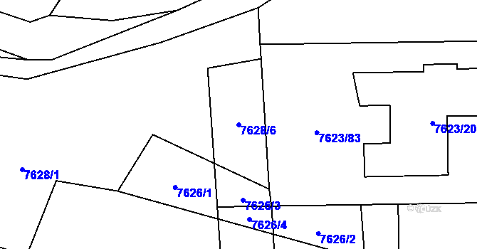 Parcela st. 7628/6 v KÚ Židenice, Katastrální mapa