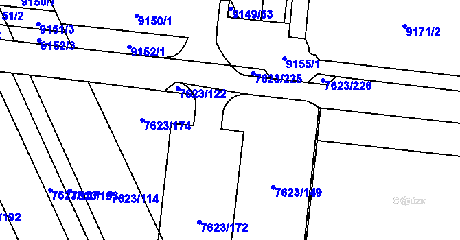 Parcela st. 7623/201 v KÚ Židenice, Katastrální mapa