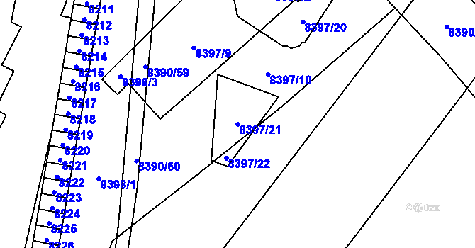 Parcela st. 8397/21 v KÚ Židenice, Katastrální mapa