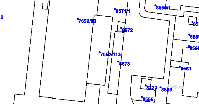 Parcela st. 7652/113 v KÚ Židenice, Katastrální mapa