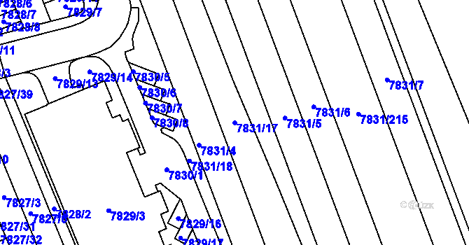 Parcela st. 7831/17 v KÚ Židenice, Katastrální mapa