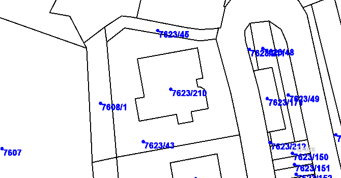 Parcela st. 7623/210 v KÚ Židenice, Katastrální mapa