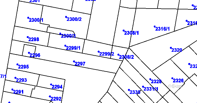 Parcela st. 2299/2 v KÚ Židenice, Katastrální mapa