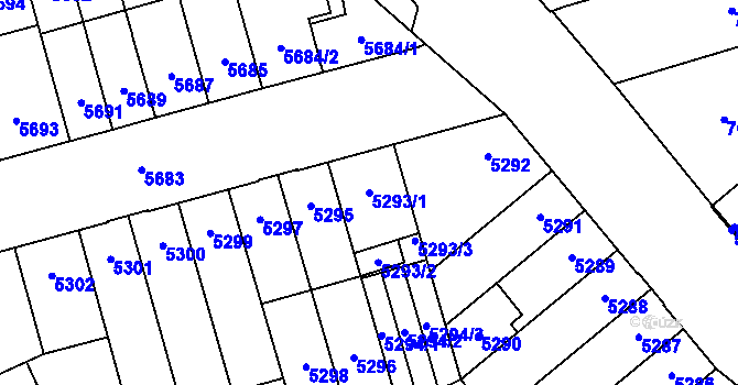 Parcela st. 5293/1 v KÚ Židenice, Katastrální mapa