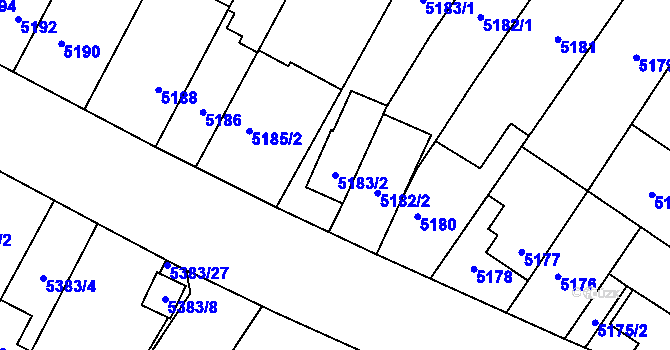 Parcela st. 5183/2 v KÚ Židenice, Katastrální mapa
