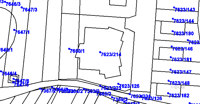 Parcela st. 7623/214 v KÚ Židenice, Katastrální mapa