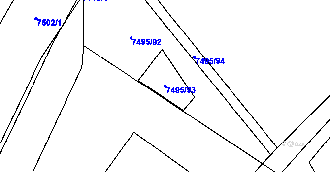 Parcela st. 7495/93 v KÚ Židenice, Katastrální mapa