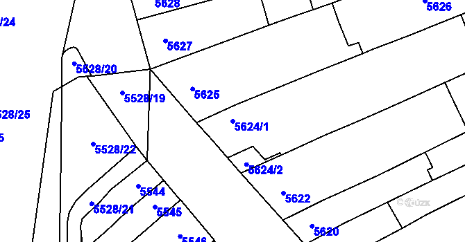 Parcela st. 5624/1 v KÚ Židenice, Katastrální mapa