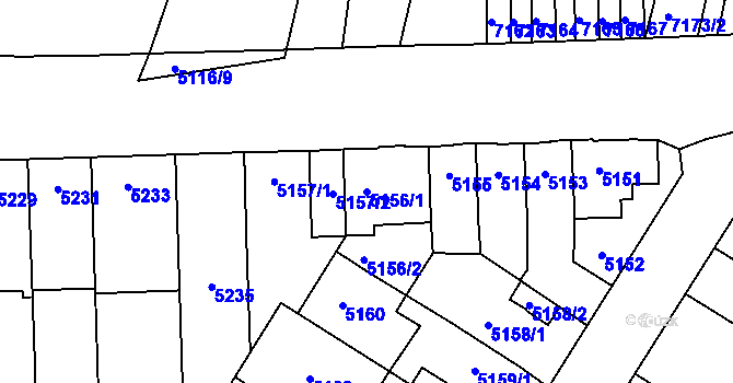 Parcela st. 5156/1 v KÚ Židenice, Katastrální mapa